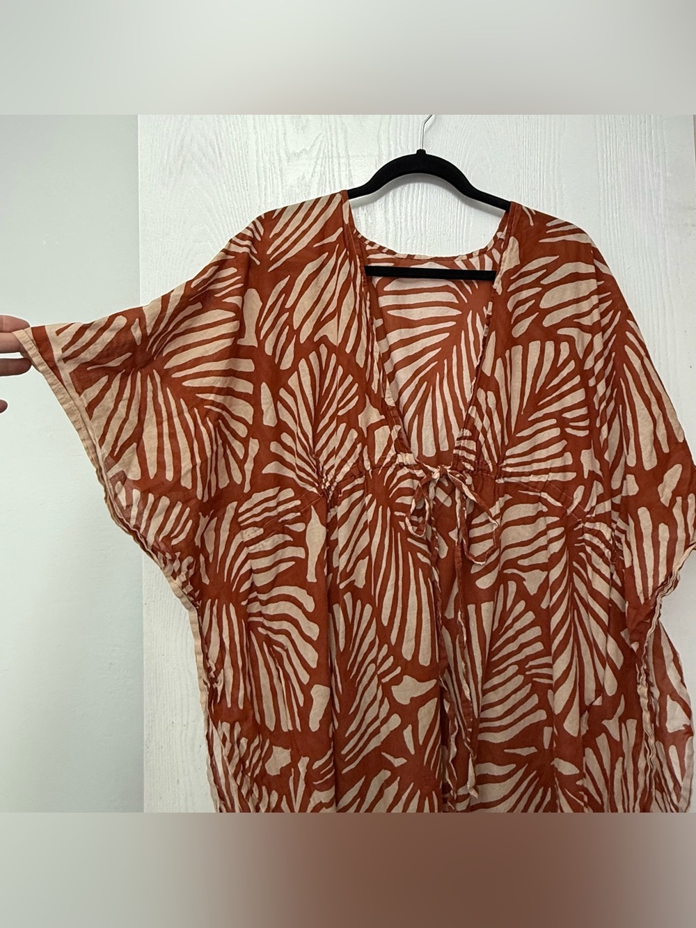 W’s L/XL Banana Republic Rust and Cream Tie-Front Kaftan / Boho Tunic